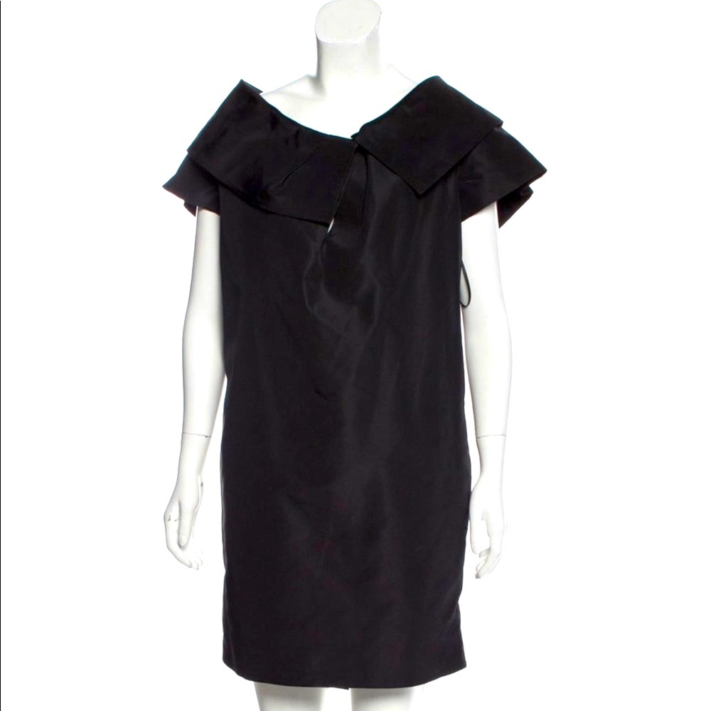 GUCCI Silk Black Off Shoulder Mini Dress
